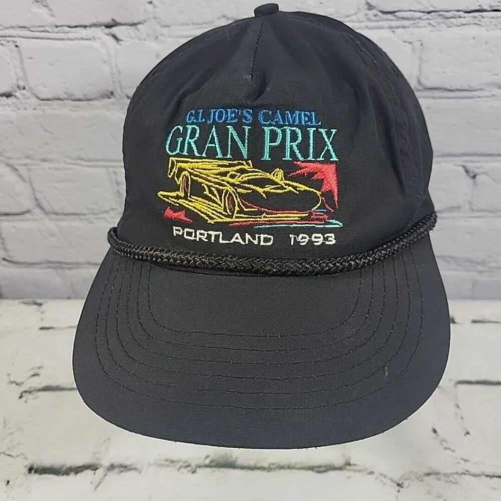 90s Trucker Hat Grand Prix Racing Portland‎ Oregon Black Rope Snapback Ball Cap